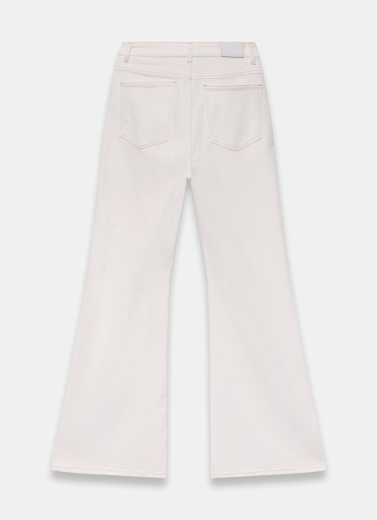 Cream Denim Embroidered Flared Jeans