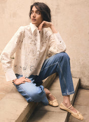 White Broderie Cropped Shirt