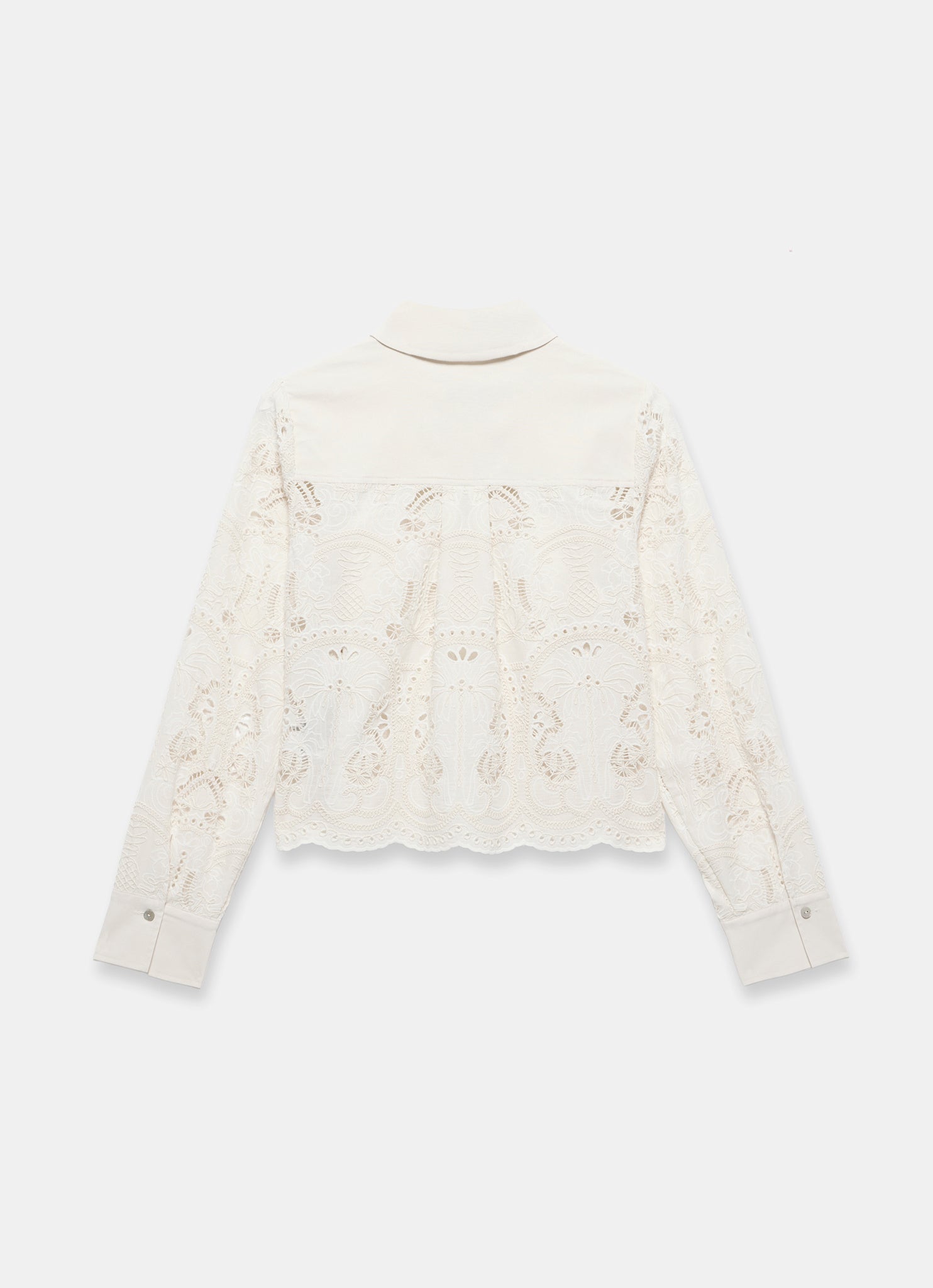 White Broderie Cropped Shirt