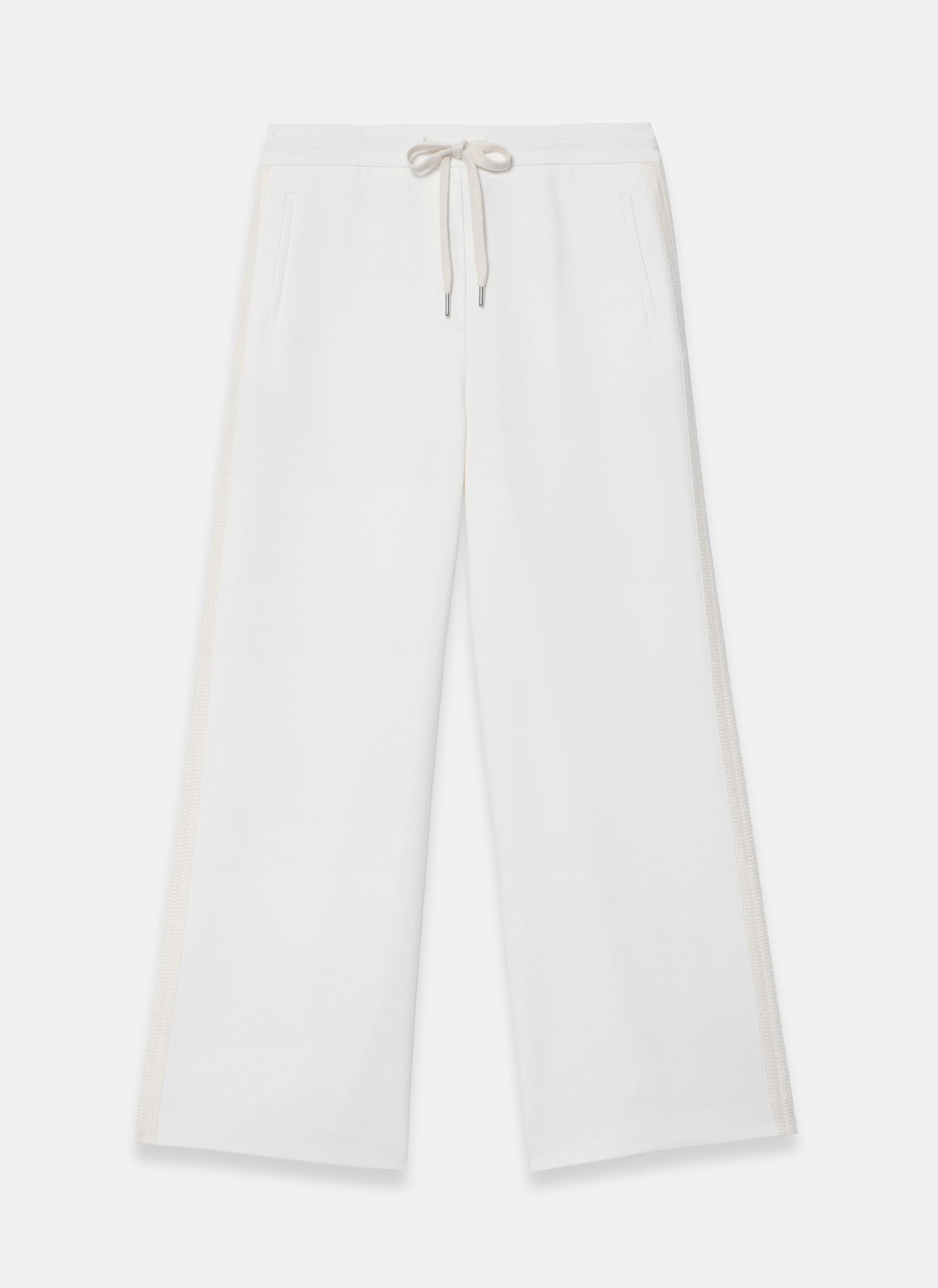 Cream Crochet Side Stripe Trousers