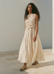 Cream Cotton Blend Crochet Maxi Dress