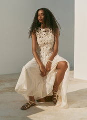 Cream Cotton Blend Crochet Maxi Dress
