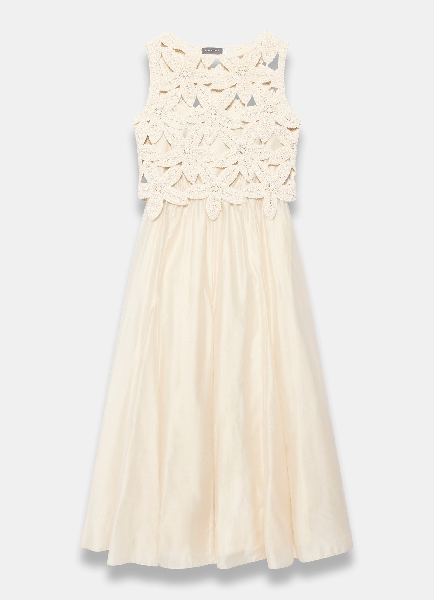 Cream Cotton Blend Crochet Maxi Dress
