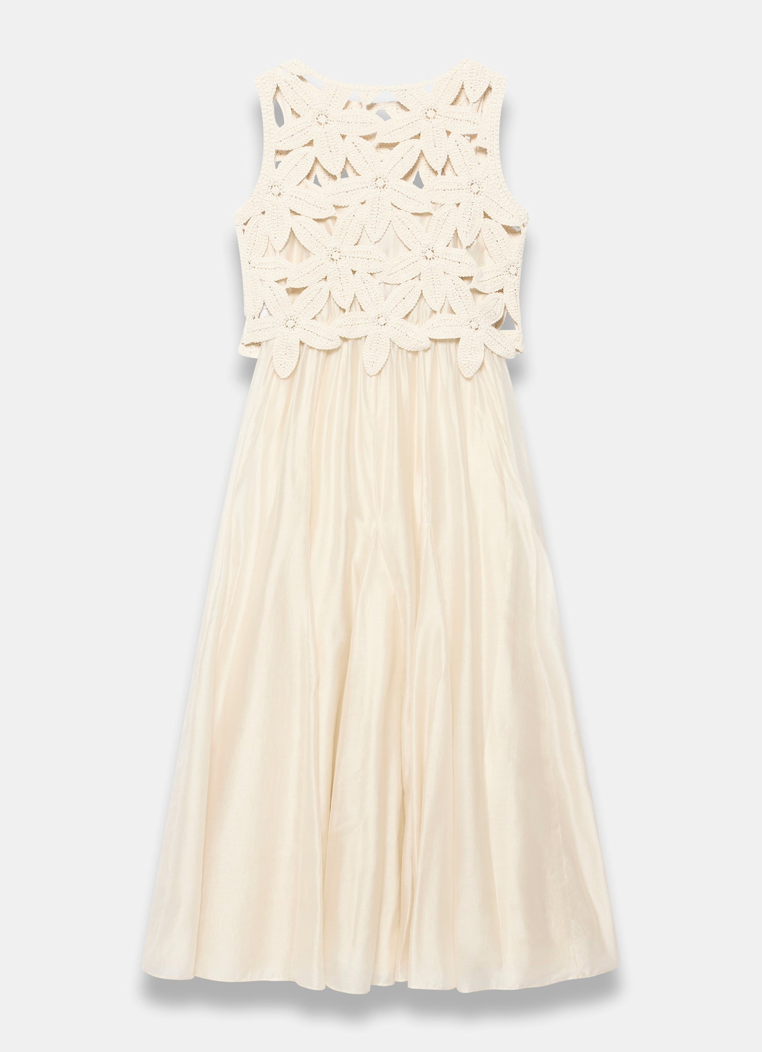 Cream Cotton Blend Crochet Maxi Dress