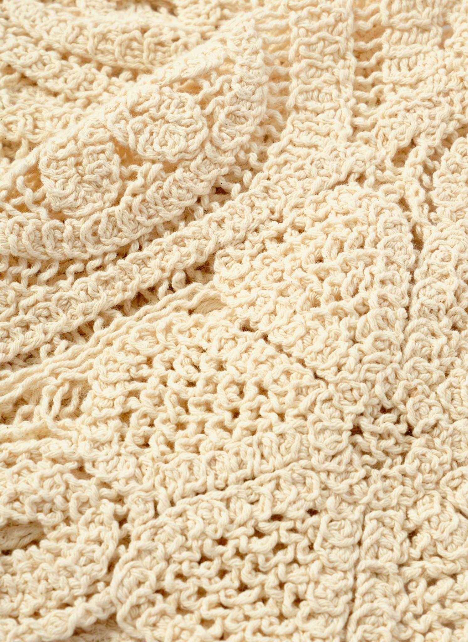 Cream Crochet Wrap Scarf