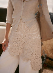 Cream Crochet Wrap Scarf