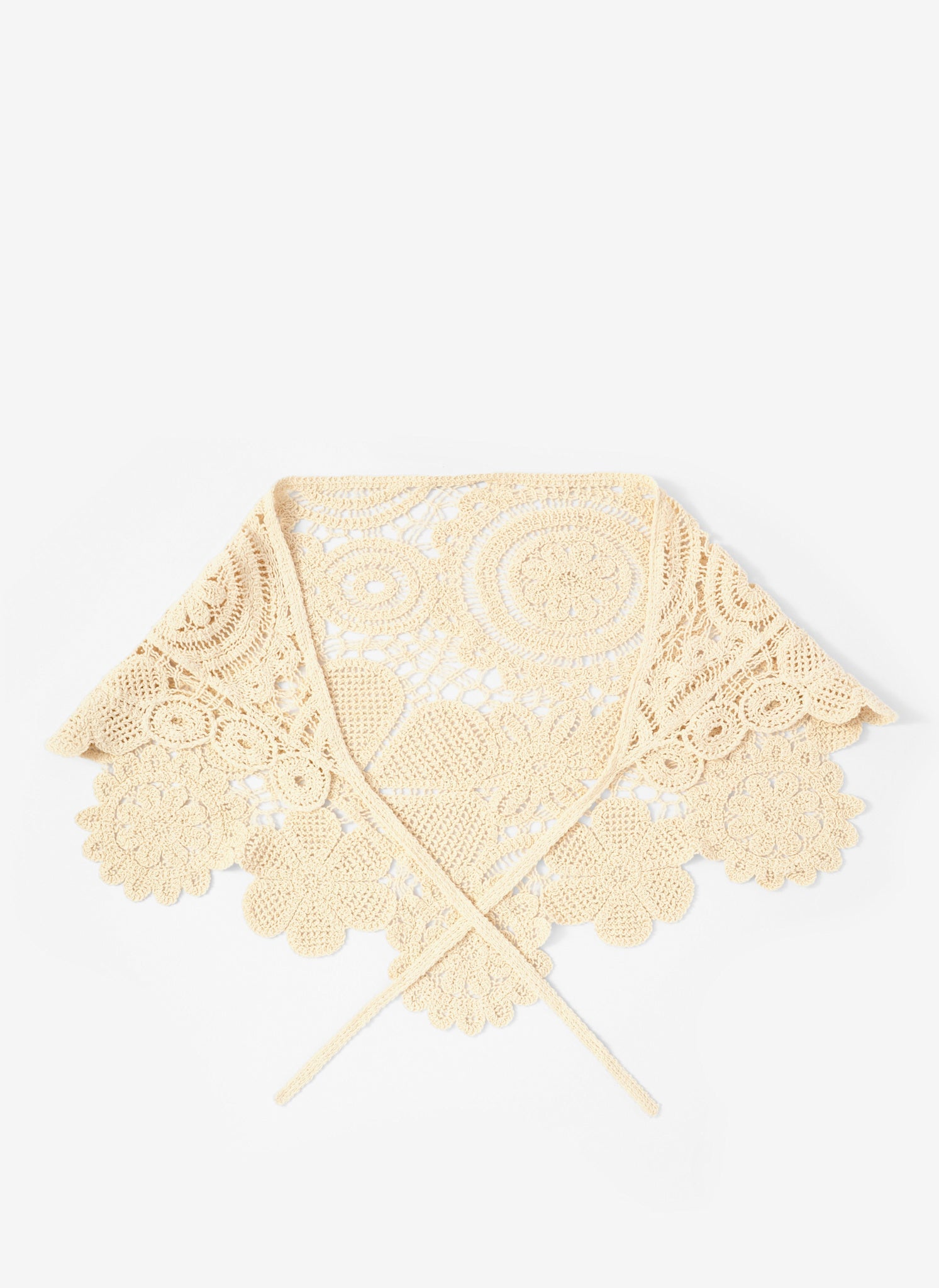 Cream Crochet Wrap Scarf