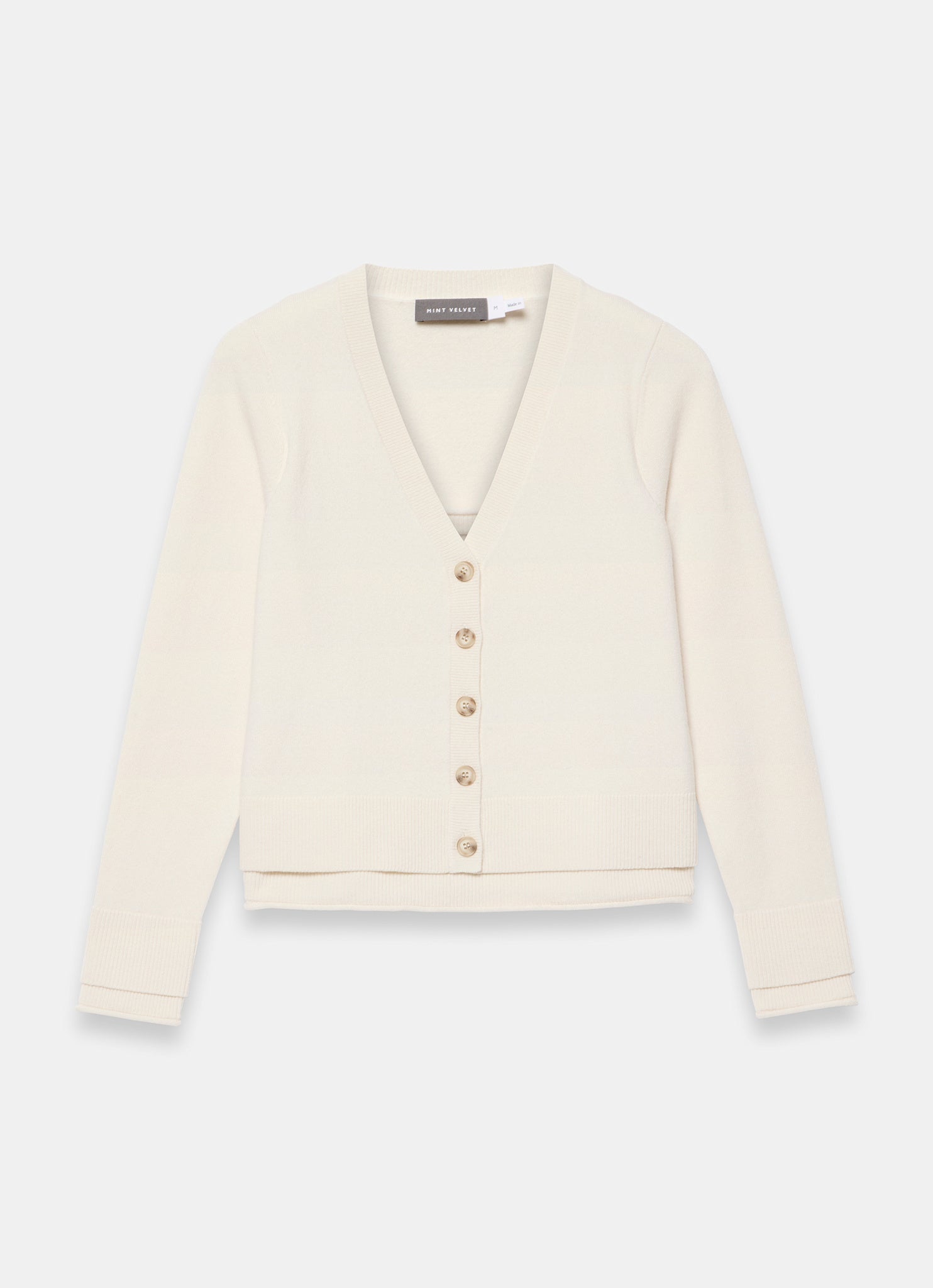 Cream Wool Blend Layered Cardigan