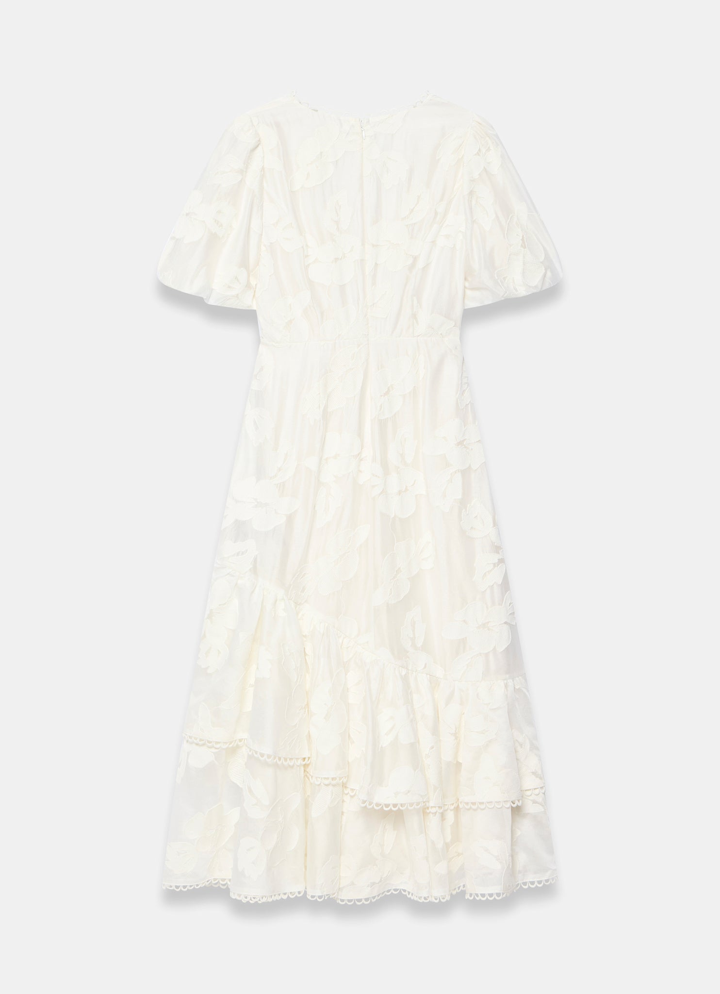 White Cotton Blend Floral Maxi Dress
