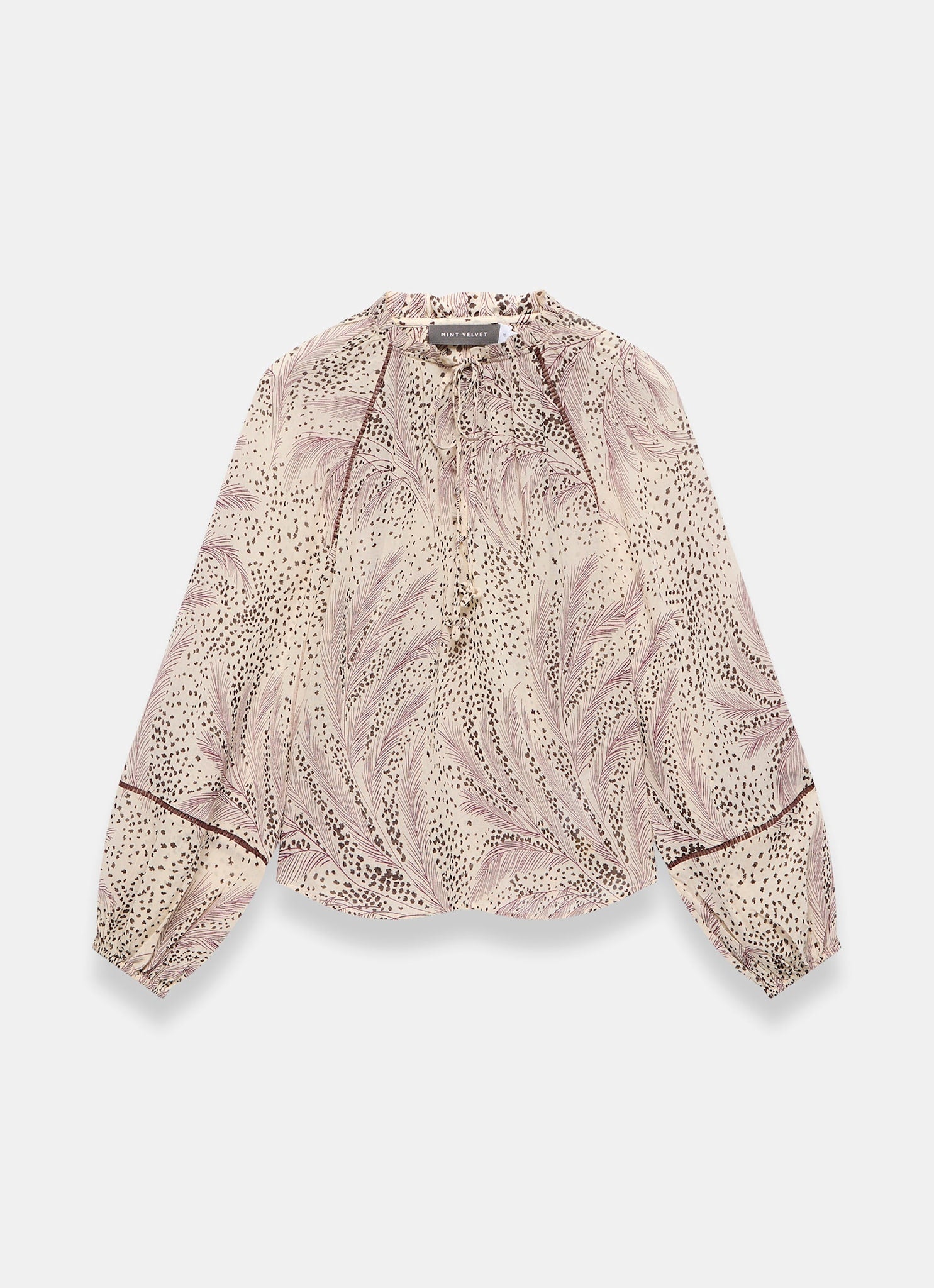 Cream Feather Print Blouse