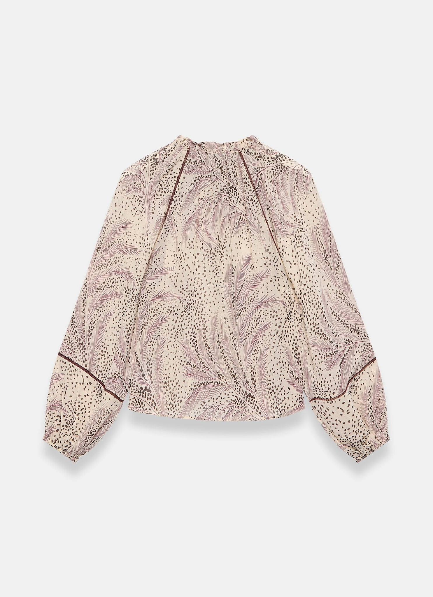 Cream Feather Print Blouse