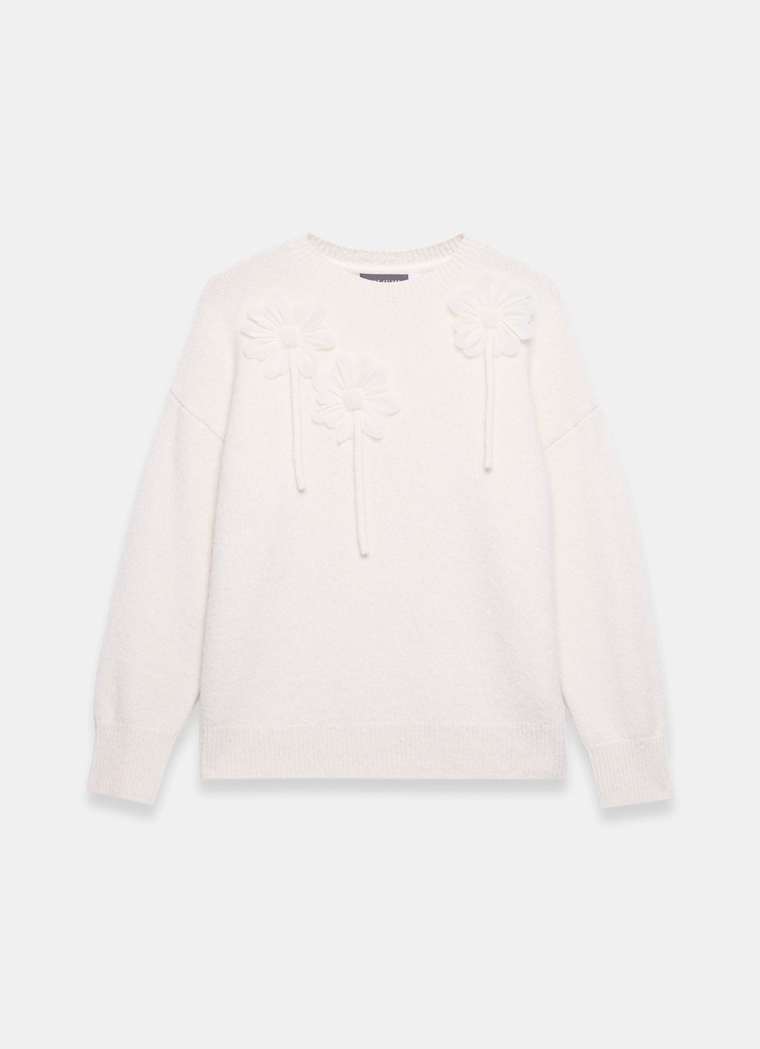 Cream Wool Blend Flower Detail Jumper