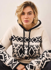 Cream Fair Isle Knit Hood Jumper
