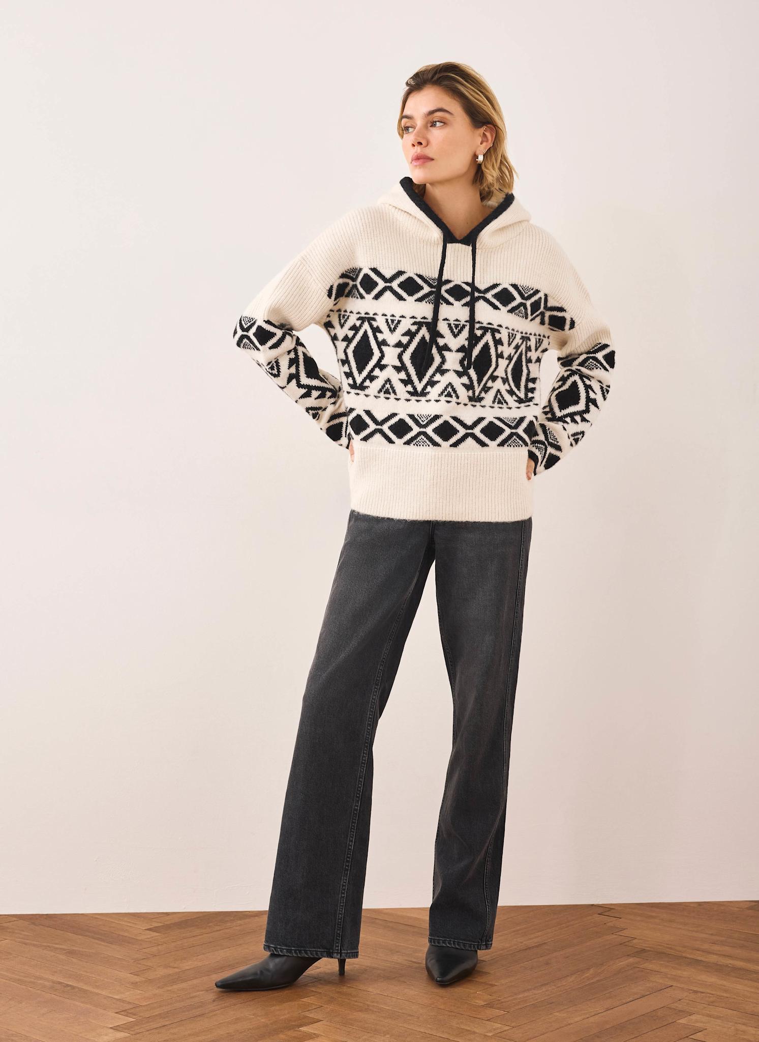 Cream Fair Isle Knit Hood Jumper