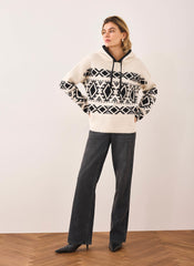 Cream Fair Isle Knit Hood Jumper