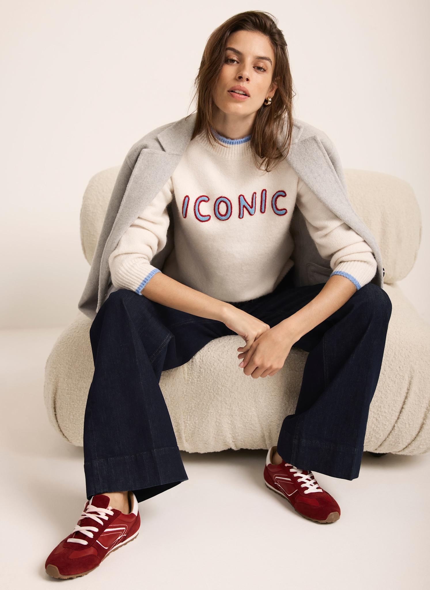 Cream Iconic Embroidered Knit  Jumper