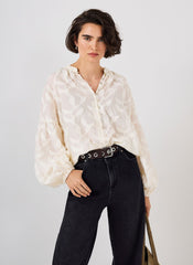 Cream Floral Jacquard Blouse
