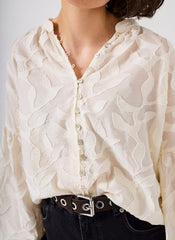 Cream Floral Jacquard Blouse
