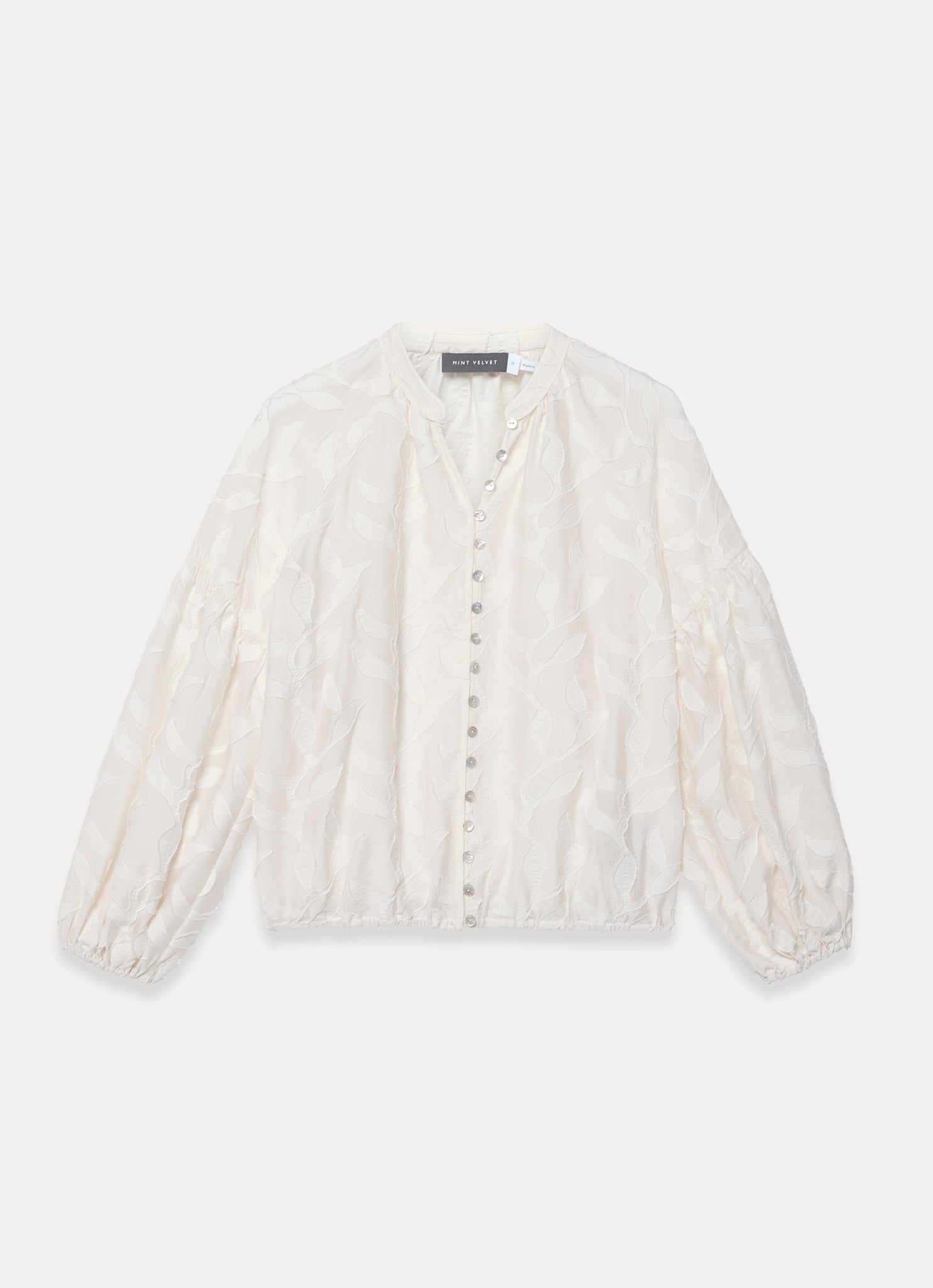 Cream Floral Jacquard Blouse