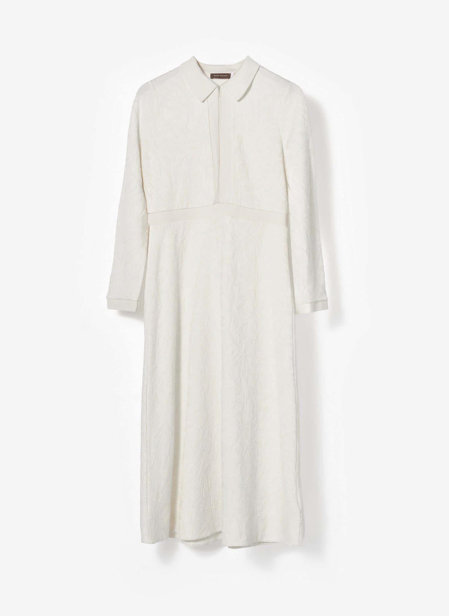Cream Jacquard Print Midi Dress