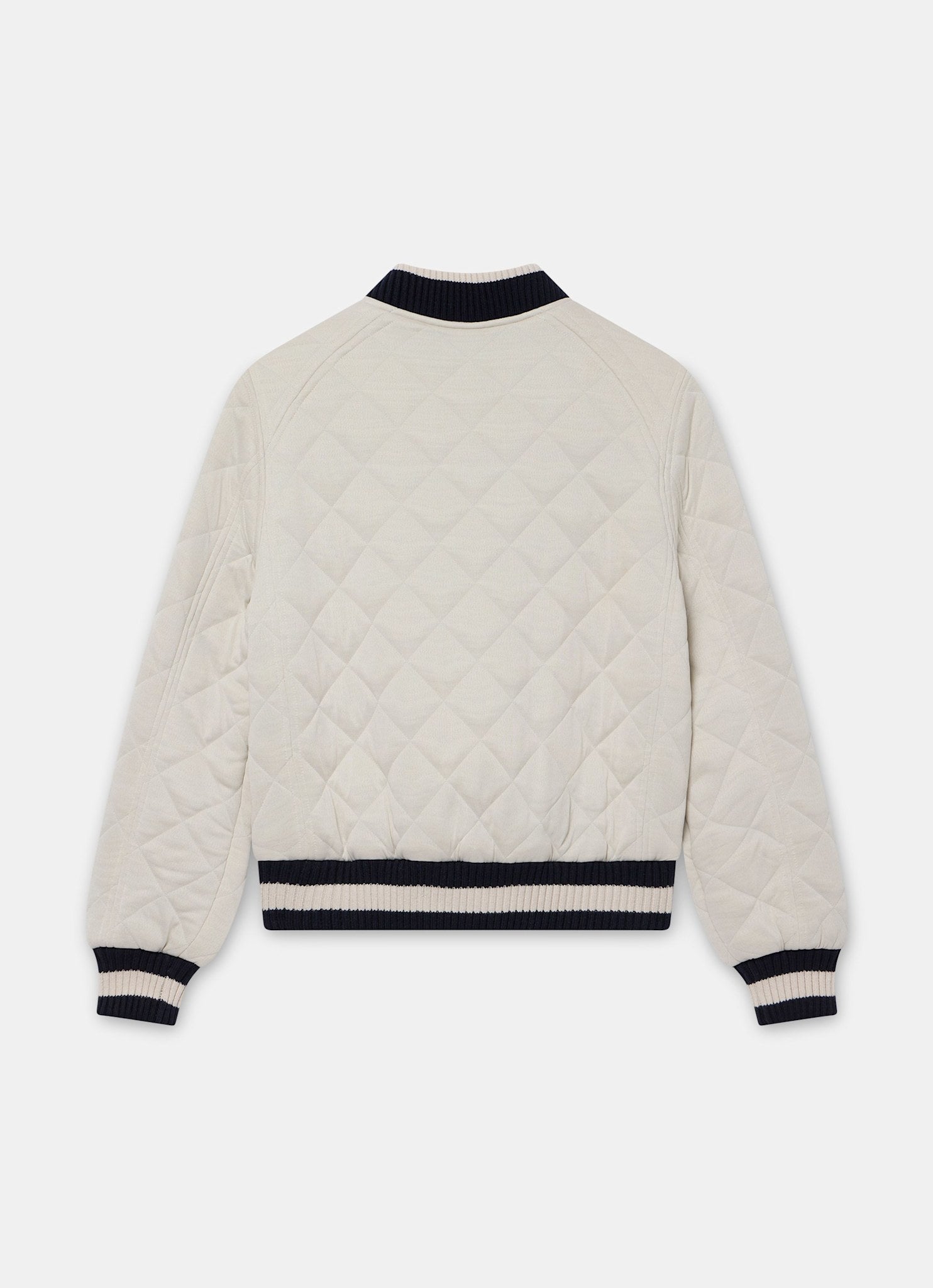 Cream Quilted Bomber Jacket