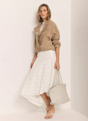 Cream Lace Asymmetric Skirt