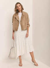 Cream Lace Asymmetric Skirt