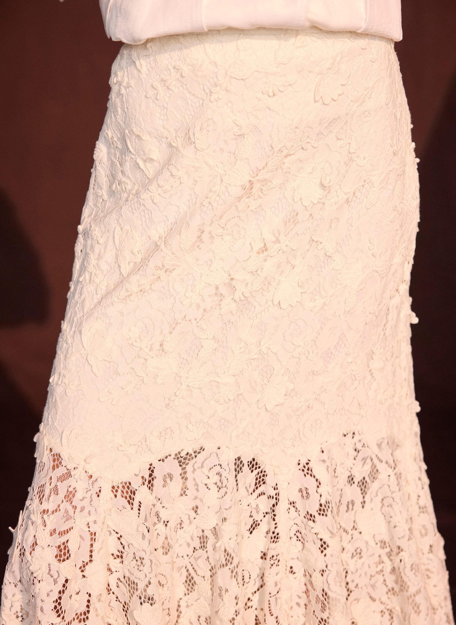 Cream Lace Maxi Skirt