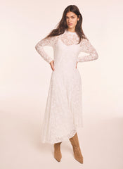 Cream Lace Full Asymmetric Midi Dress