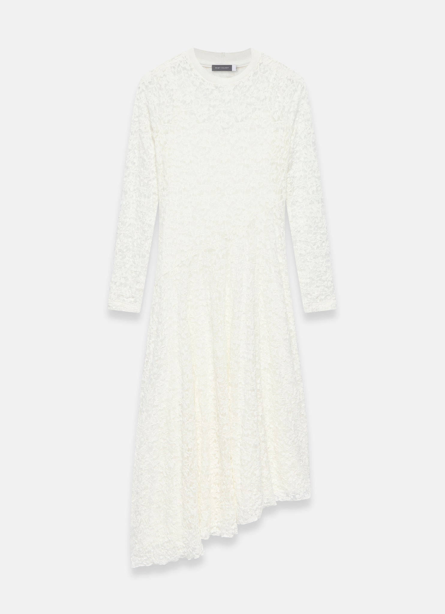 Cream Lace Full Asymmetric Midi Dress