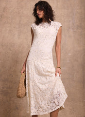 Cream Lace Midi Dress