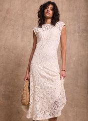Cream Lace Midi Dress