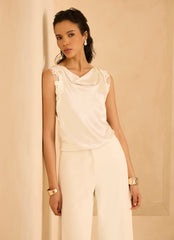 Cream Lace Satin Top