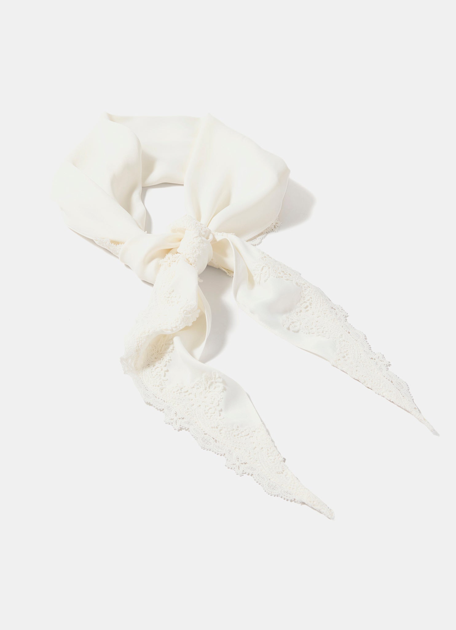 Cream Satin Lace Trim Scarf