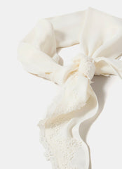 Cream Satin Lace Trim Scarf