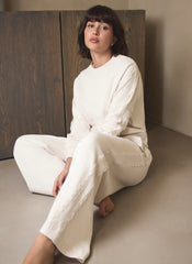 Cream Cotton Blend Lace Trim Sweatshirt