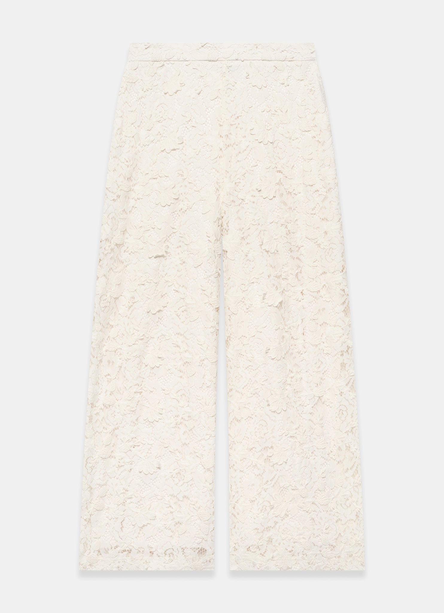 Cream Lace Wide Leg Trousers