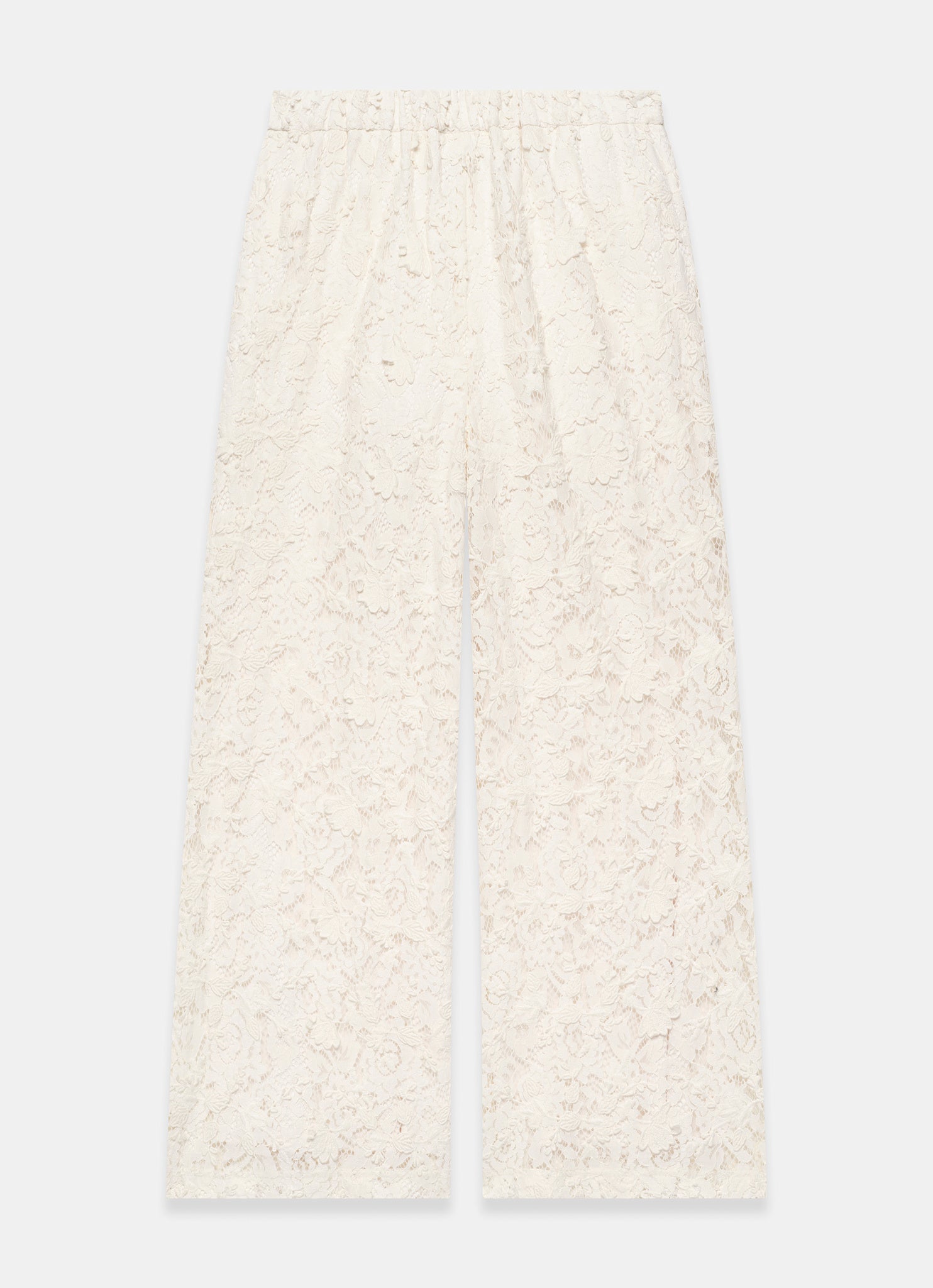 Cream Lace Wide Leg Trousers