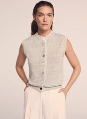 Neutral Linen Blend Sleeveless Top