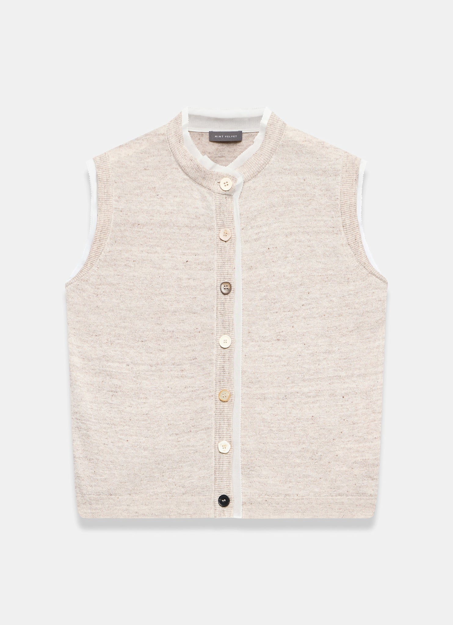 Neutral Linen Blend Sleeveless Top