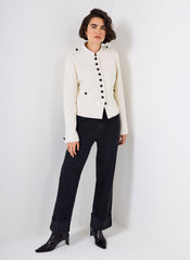 Cream Wool Blend Military Jacket