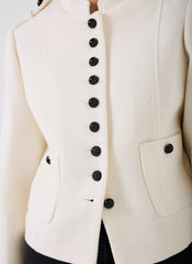 Cream Wool Blend Military Jacket