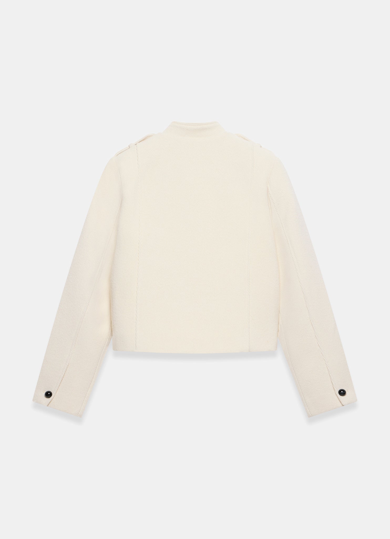 Cream Wool Blend Military Jacket
