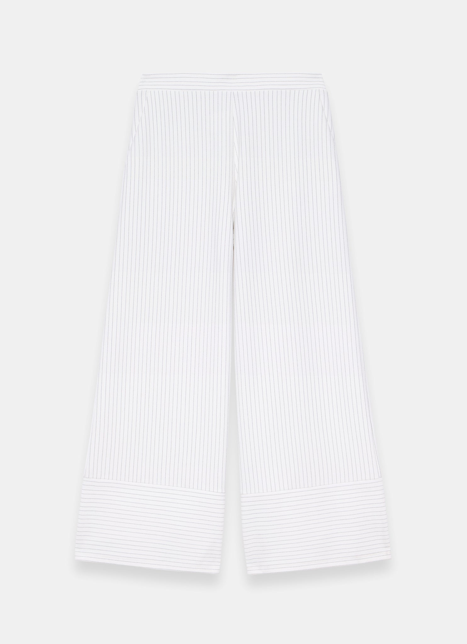 Cream Jersey Pinstripe Wide Trousers
