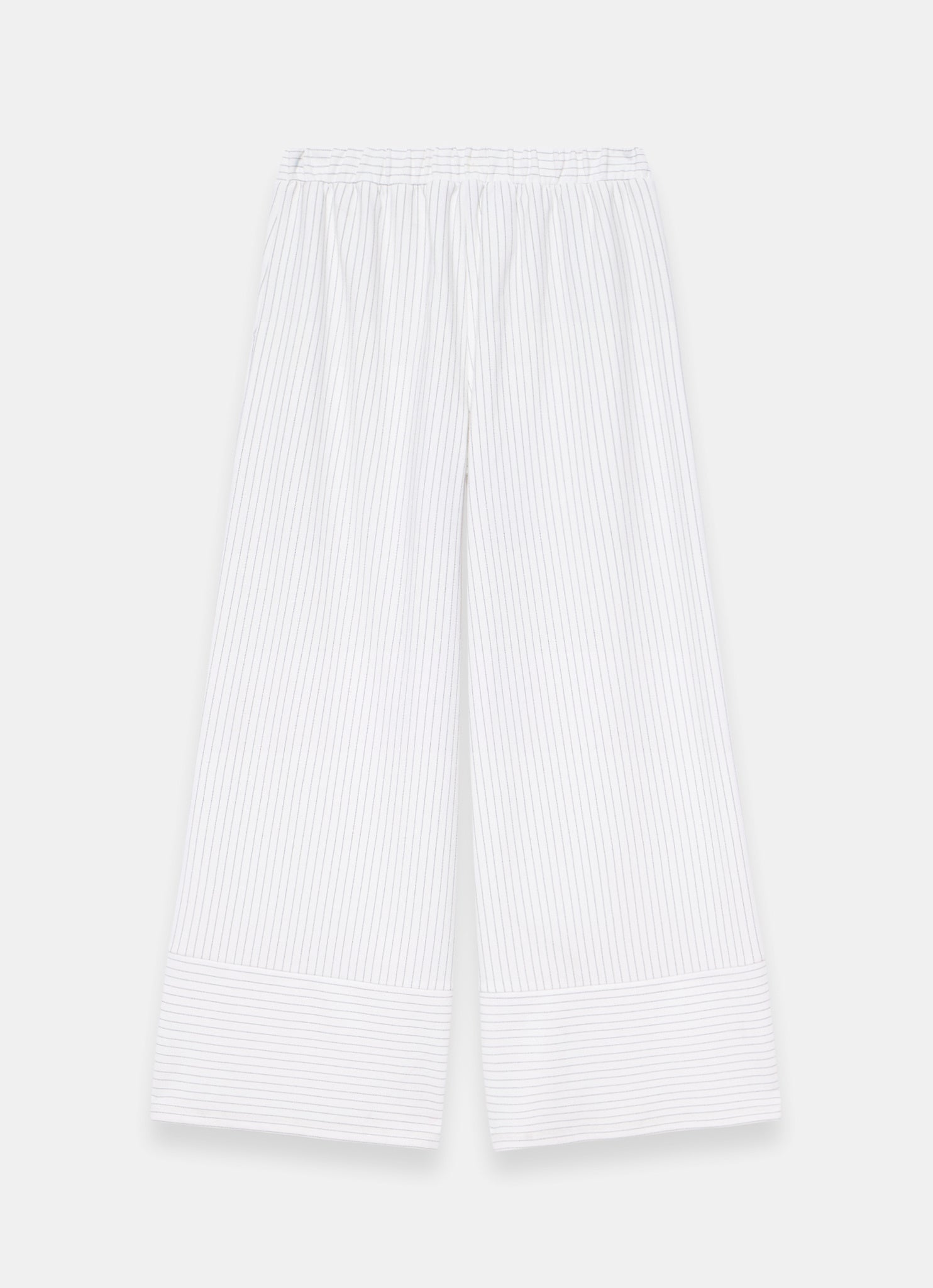 Cream Jersey Pinstripe Wide Trousers