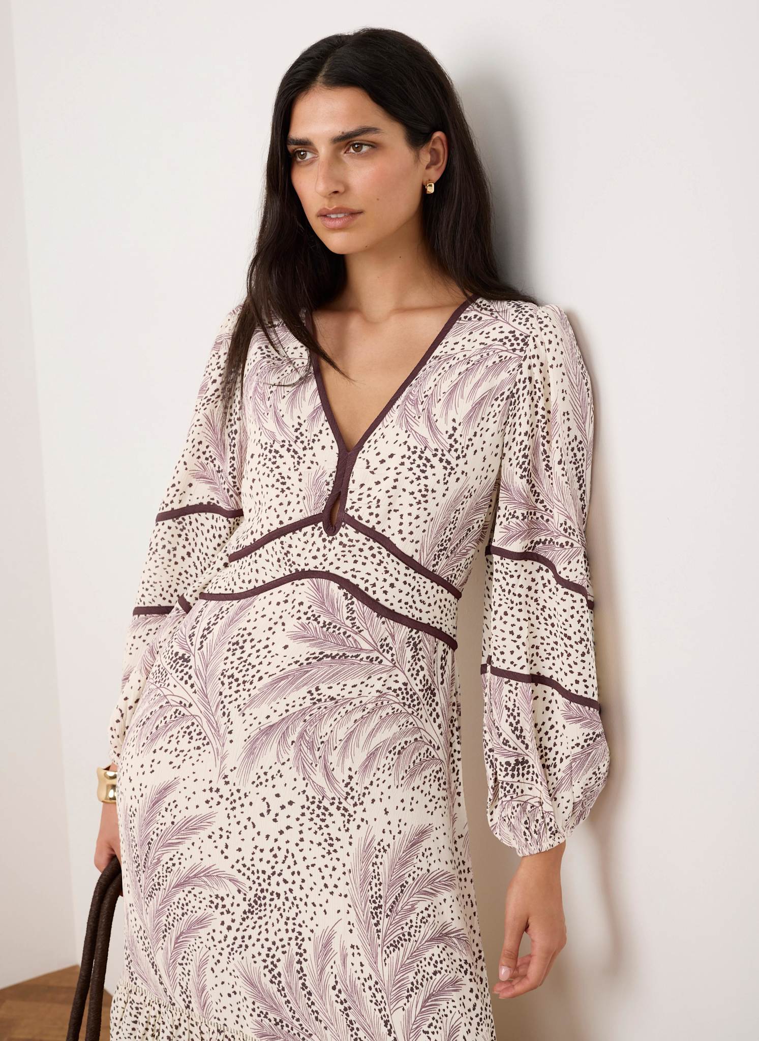 Cream Printed Boho Maxi Dress