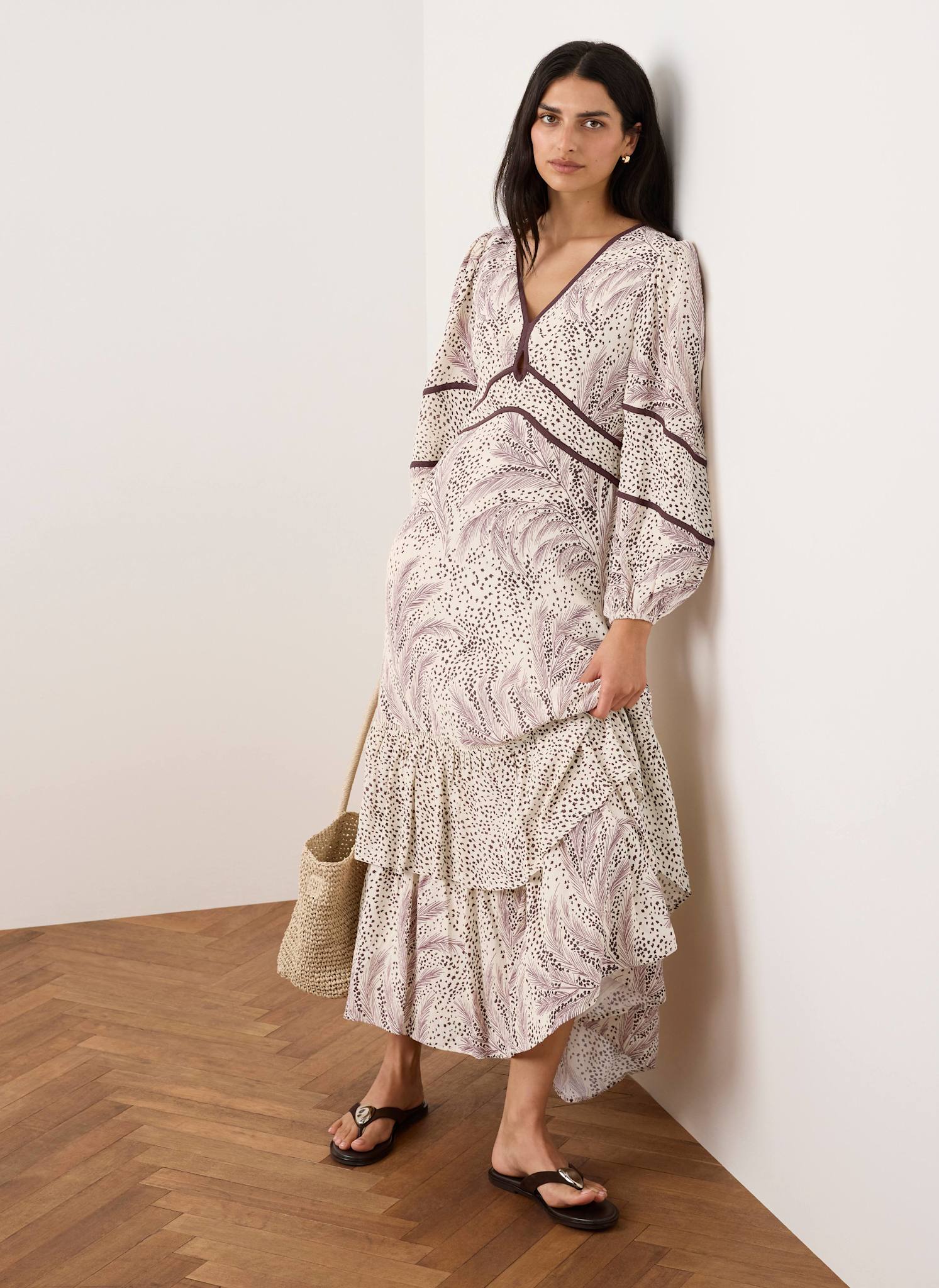 Cream Printed Boho Maxi Dress
