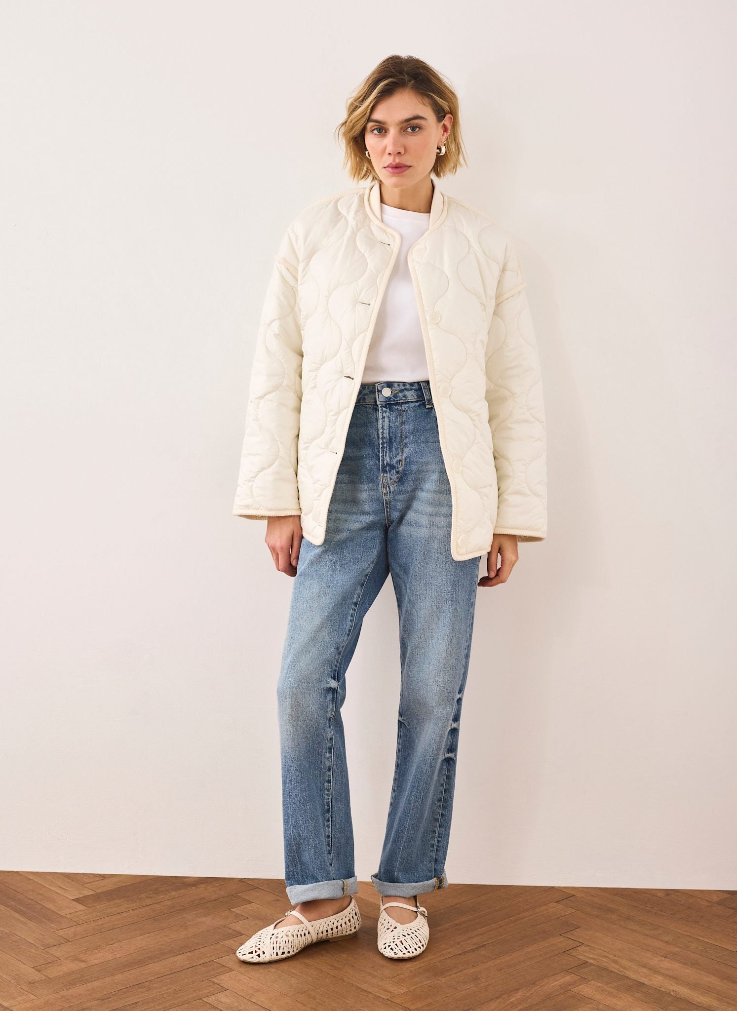 Cream Quilted Coat