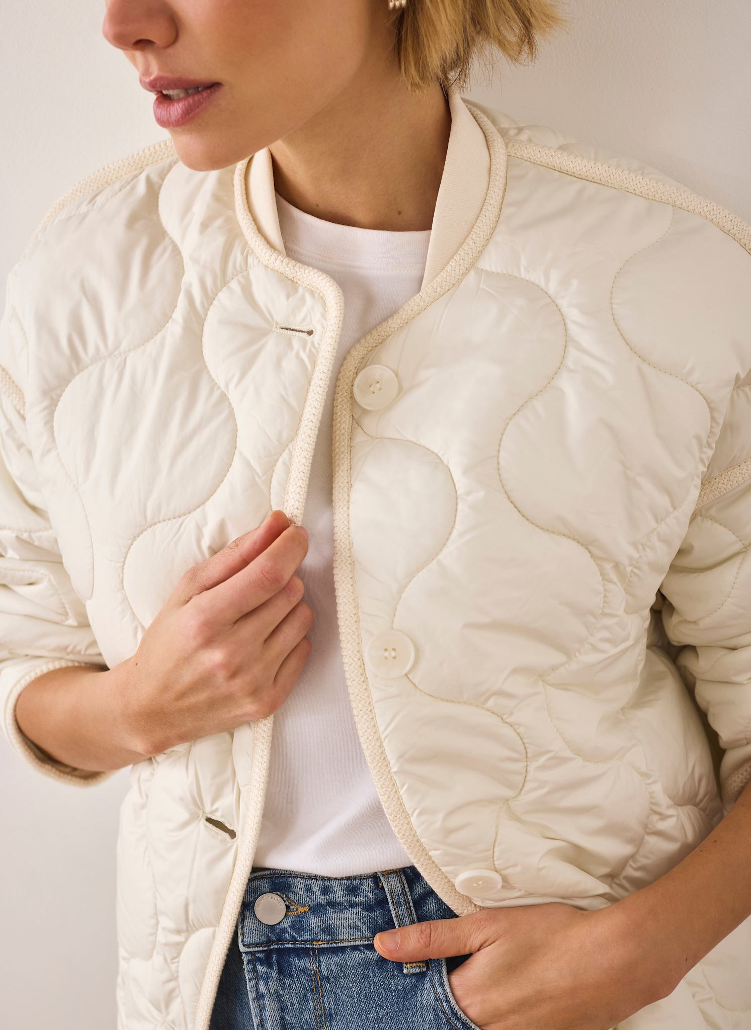 Cream Quilted Coat