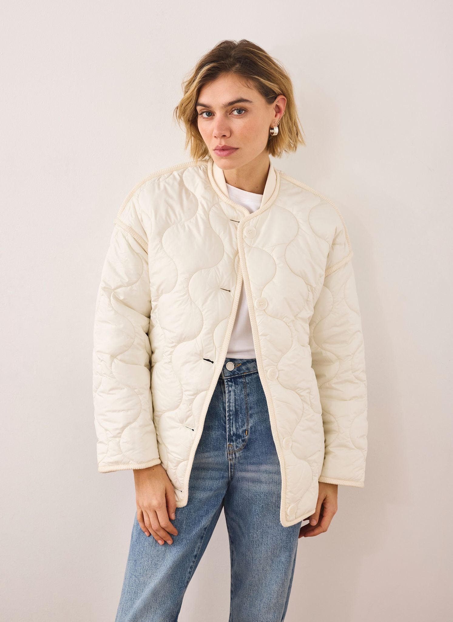 Cream Quilted Coat